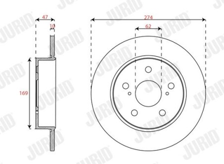 Гальмівний диск задній TOYOTA COROLLA Jurid 563671JC