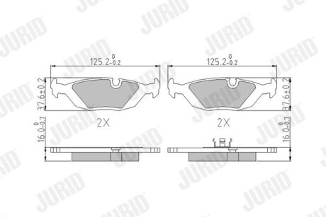 Колодки гальмівні BMW 316i, 318i, 320i, 323i, 324, 325, 325i, 518, 520i, 524, 525, 525i, 528i, 533i, Jurid 571300J