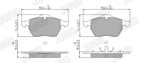 Гальмівні колодки передні AUDI A3 VW GOLF/PASSAT/VENTO SEAT TOLEDO SKODA OCTAVIA Jurid 571935J