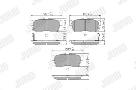 Гальмівні колодки передні Nissan Pixo / Subaru Justy / Suzuki Alto, Carry, Ignis Jurid 572471J (фото 1)