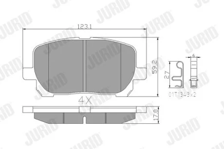 Гальмівні колодки передні TOYOTA AVENSIS VERSO/MATRIX Jurid 572546J