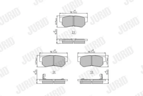 Колодки гальмівні HYUNDAI Santa Fe, Sonata, Trajet, XG Jurid 572557J