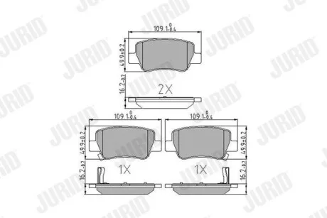 Гальмівні колодки задні TOYOTA AVENSIS Jurid 572627J