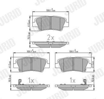 Гальмівні колодки задні Hyundai Accent IV, Elantra V, Solaris, Elantra, Sonata / Kia Rio, Soul / Ssa Jurid 572629J