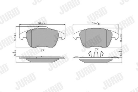 Гальмівні колодки передні Peugeot 2008, 3008, 5008 / Citroen C4 Grand Picasso, DS4, DS5 Jurid 573193J (фото 1)