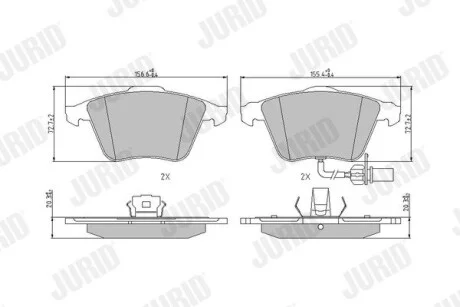 Тормозне колодки передние Audi A4 /A6 /A8 Jurid 573196J