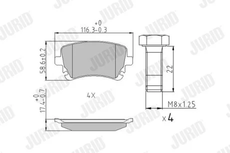 Тормозные колодки задние Audi A4 / A6 / A8 Jurid 573219J