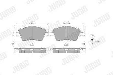 Гальмівні колодки передні FORD B-Max / Fiesta / TOURNEO COURIER Jurid 573363J