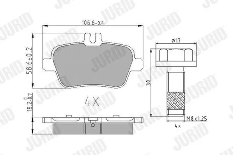 Гальмівні колодки Mercedes A/ B/CLA/SLK Jurid 573370J