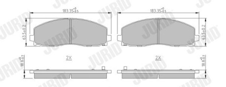 Гальмівні колодки передні Fiat Freemont / Lancia Voyager / Jeep Wrangler / Chrysler / Dodge Journey¶ Jurid 573411J (фото 1)