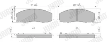 Гальмівні колодки передні Fiat Freemont / Lancia Voyager / Jeep Wrangler / Chrysler / Dodge Journey¶ Jurid 573411J