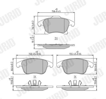 Тормозные колодки Ford Galaxy, Mondeo V, S-Max Ford Usa Fusion Lincoln Mkz 1.0-3.5 09.06- Jurid 573674J (фото 1)