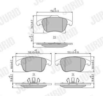 Гальмівні колодки Ford Galaxy, Mondeo V, S-Max Ford Usa Fusion Lincoln Mkz 1.0-3.5 09.06- Jurid 573674J