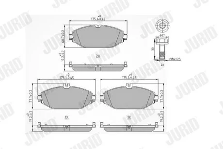 Гальмівні колодки Mercedes C W205 / E W213 Jurid 573692J