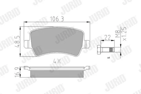 Гальмівні колодки Range Rover Evoque / Volvo S60 / S80 / V70 / XC60 / XC70 Jurid 573748J