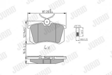 Колодки гальмівні RENAULT Megane III / Megane Coupé III Jurid 573847J