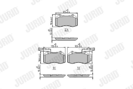 Гальмівні колодки передні ABARTH 500, 595, 695, PUNTO/ ALFA ROMEO 4C, MITO Jurid 573957J (фото 1)