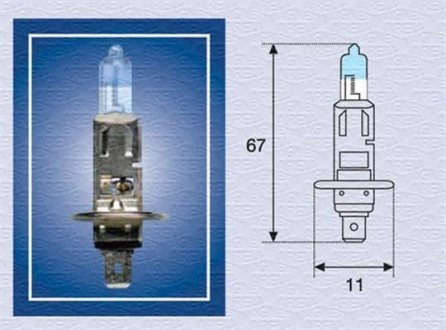 Автолампа H1 P14,5s 55 W прозрачная MAGNETI MARELLI 002587100000