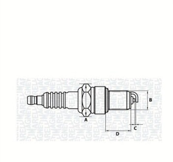 Свеча зажигания CT6FMR ВАЗ 2108-099, DAEWOO LANOS 1.5 MAGNETI MARELLI 062000771304 (фото 1)