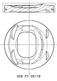 Поршень в комплекті на 1 циліндр, 1-й ремонт (+0,25) MAHLE / KNECHT 028PI00118001