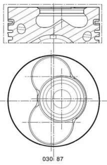 Поршень з кільцями VAG 80.00 1.9TDI AXC/AXB/ASZ/ARL T5 03- (CYL 3-4) TRAPEZ (вир-во Mahle) MAHLE / KNECHT 030 87 02