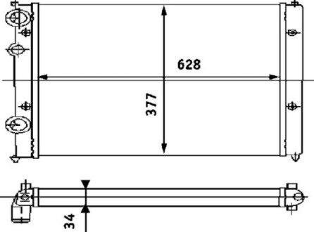 Радіатор 628 mm VW/SEAT Caddy,Polo,Ibiza,Cordoba 1,4-2,0/1,9TDi 93-99 MAHLE / KNECHT CR394000S