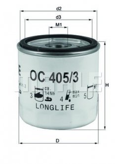 Фільтр олії Combo 1.6i 01>/AstraG/H/Vectra C 98>05 KNECHT MAHLE / KNECHT OC405/3
