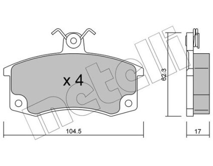 Комплект гальмівних колодок Metelli 22-0062-0