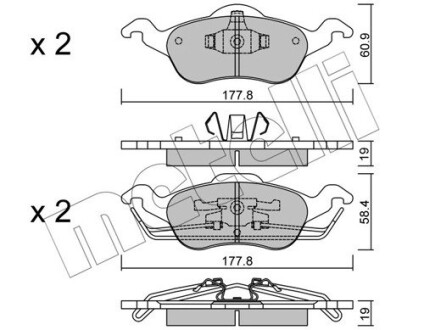 Комплект гальмівних колодок Metelli 22-0291-0