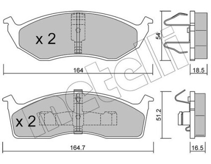 Комплект гальмівних колодок (дискових) Metelli 22-0356-0