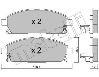 Комплект гальмівних колодок Metelli 22-0406-1