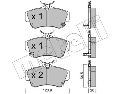 Комплект гальмівних колодок (дискових) Metelli 22-0521-0