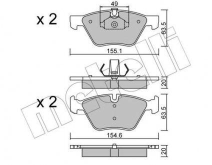 Комплект тормозных колодок с 4 шт. дисков Metelli 22-0557-0 (фото 1)