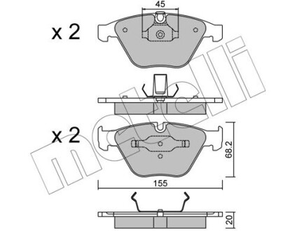 Комплект гальмівних колодок (дискових) Metelli 22-0558-4