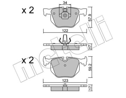 Комплект гальмівних колодок (дискових) Metelli 22-0561-0 (фото 1)