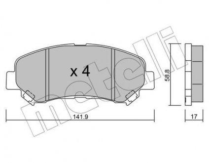 Комплект тормозных колодок с 4 шт. дисков Metelli 22-0792-0