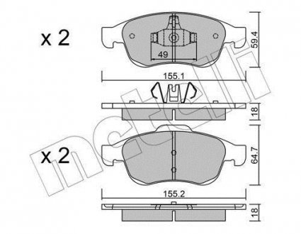 Комплект тормозных колодок с 4 шт. дисков Metelli 22-0817-0