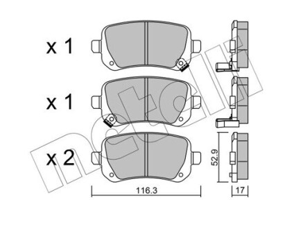 Комплект гальмівних колодок (дискових) Metelli 22-0864-0