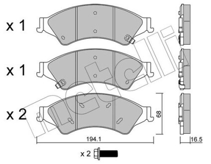 Комплект гальмівних колодок Metelli 22-0971-0