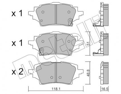 Комплект гальмівних колодок (дискових) Metelli 22-1228-0 (фото 1)