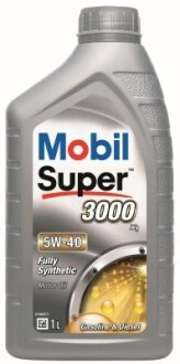 Моторна олива Super 3000 / 5W40 / 1л. / (ACEA A3/B4, BMW LL-01, GM-LL-B-025, MB 229.3) MOBIL 150012