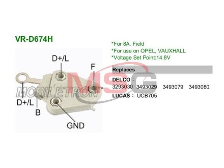 Регулятор напруги DE605 MOBILETRON VRD674H (фото 1)