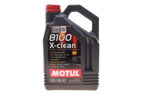 Олива моторна 100% синтетична д/авто 8100 X-Clean 5W40 4L MOTUL 843450 (фото 1)
