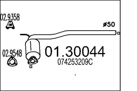 Передня частина вихлопної системи (Резонатор) MTS 01.30044