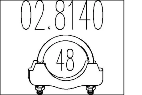 Хомут выхлопной системы U-образный (М10, Диаметр 48 мм) MTS 02.8140