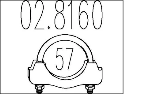 Хомут выхлопной системы U-образный (М10, Диаметр 57 мм) MTS 02.8160