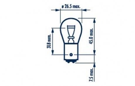 Лампа P21 / 4W 24V BAZ15d NARVA 17882