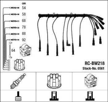 К-кт проводiв (RC-BW218) BMW 3/5 "2,0-2,7 "81-93 NGK 0561 (фото 1)