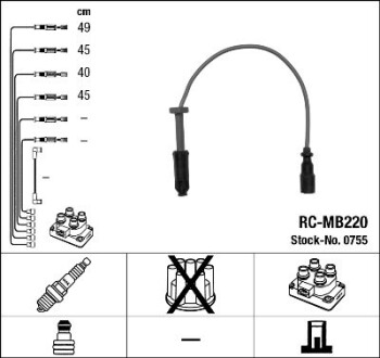 К-кт проводiв (RC-MB220) MB C-Class/E-Class "1,8-2,2 "93-01 NGK 0755