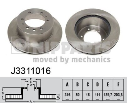 Тормозной диск NIPPARTS J3311016 (фото 1)